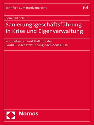 cover image of Sanierungsgeschäftsführung in Krise und Eigenverwaltung